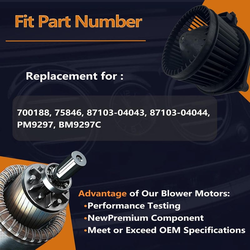FFFauto HVAC A/C Heater Blower Motor Compatible with Tacoma 2005-2015 - Replace# 87103-04043,PM9297 - Image 3